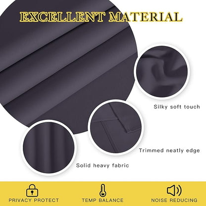 NICETOWN Greyish Purple Blackout Curtains for Bedroom 72 Inches Long, Thermal Insulated Room Darkening Grommet Window Curtains for Living Room Nursery, 66 inch x 72 inche, 1 Panel