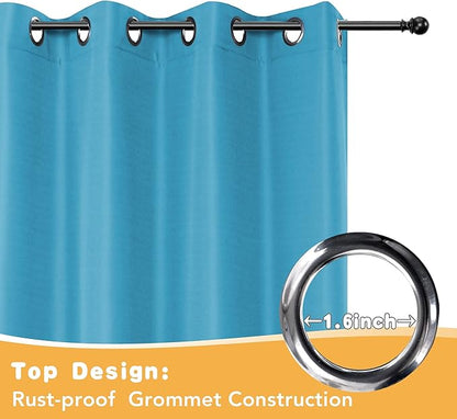 HolidayIdeas Extra Wide Outdoor Curtains for Patio Waterproof, 2 Panels - 110 x 95 Inch - Privacy & Light Filtering Curtains Grommet Outside Curtains for Porch, Gazebo, Pergola, Backyard (Teal
