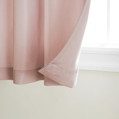 TOWN & COUNTRY BASICS Cabana Solid Heavyweight Indoor Outdoor Curtains, Light Filtering Opacity with Grommet Top, Water Repellent, 2-Pack Set, 54"x84", Blush