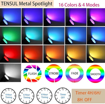 Christmas Outdoor Landscape Spotlight with Timer, 10W LED Color Changing Outdoor Spot Lights IP65 Waterproof RGB Metal Case Spotlights with Stake Stand for Yard Garden Lawn House, 6 Lights