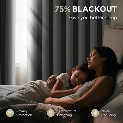 Joydeco Blackout Door Curtain for Doorway Privacy 84 Inches Long, Grommet Closet Curtain for Open Closet, Room Divider for Bedroom Living Room (Light Grey, 52Wx84L, 1 Panel)