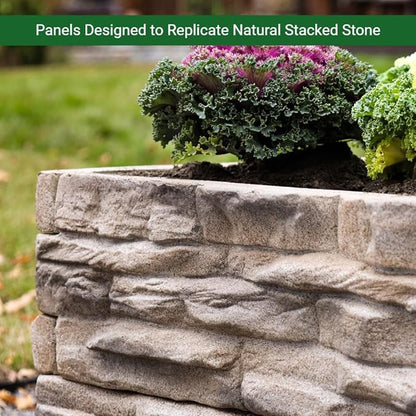 Raised Garden Bed Outdoor Tan/Brown Ledgestones Composite Polyurethane Natural Look Stone Garden Planter Box (4-Pack)