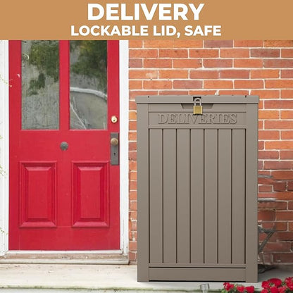 55 Gallon Package Delivery Box for Outside,Weather Resistant UV Protection Resin Outdoor Storage Parcel Box for Porches, Front Door,Balconies,Garages