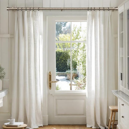 Retro Silver Curtain Rods for Windows 48 to 84 Inches Adjustable Length Heavy Duty 1" Diameter Window Curtain Rod with Decorative Finials for Outdoor Bedroom Kitchen Living Room Farmhouse