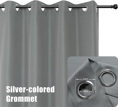 BONZER Outdoor Curtains for Patio Waterproof Thick Privacy Wide Grommet Light Filtering Outside Curtains for Porch Pergola Gazebo Deck, 1 Panel, 110W x 84L inch, Grey