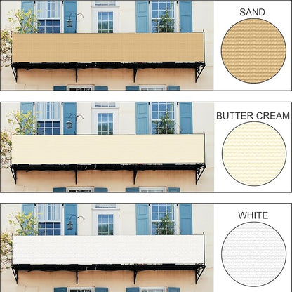 LOVE STORY Custom Size 3'x17' Butter Cream Balcony Privacy Screen,UV Block Privacy Fence Screen,90% Shield for Outdoor Pool Garden Apartment Railing