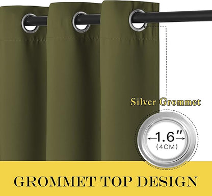 NICETOWN Blackout Room Divider Curtains for Sliding Glass Doors 102 Inches Long 1 Panel, Extra Wide Curtains for Doorway Patio Bedroom Living Room (Olive Green, 80Wx102L, 1 Panel)