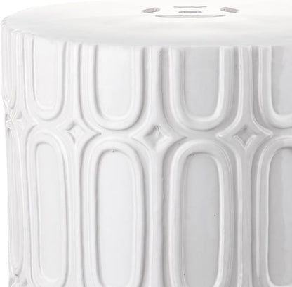 Safavieh Castle Gardens Collection Melody Antique White Glazed Ceramic Garden Stool