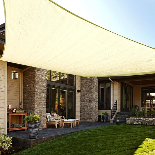 LOVE STORY Custom Size 8'x15' Butter Cream Sun Shade Sail Rectangle UV Block Canopy Patio Sail Sunshades Fabric for Outdoor Garden Carport (We Make Custom Size)