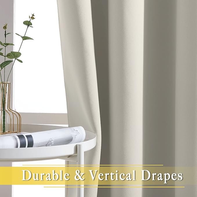 NICETOWN Blackout Natural Window Treatment for Living Room - Energy Saving Thermal Insulated Solid Grommet Sound Reducing Room Darkening Curtain for Bedroom (1 Panel, W66 x L102)