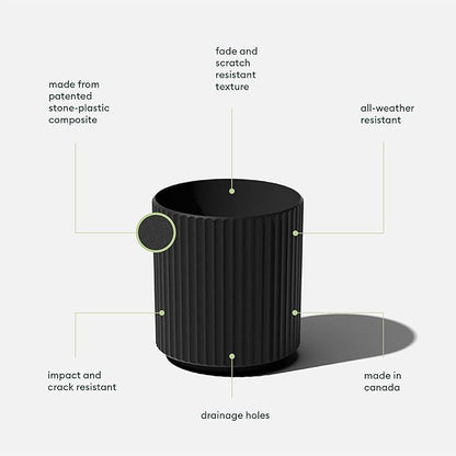 Veradek Demi Series Round Planter for Porch, Patio, Backyard | Durable Plastic-Stone Composite Material | Modern Décor for Tall Plants, Flowers