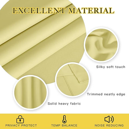 NICETOWN Blackout Patio Curtains 100 x 144 Inches Long for Sliding Door Extral Wide Blackout Curtain Panels Thermal Insulated Room Divider - Grommet Top, 100" W x 144" L, 1 Panel, Paler Yellow