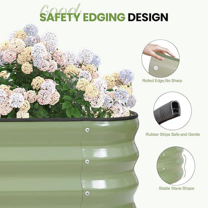 G GOOD GAIN 3-in-1 Adjustable Raised Garden Bed Kit | Galvanized Planter Boxes for Vegetables, Flowers | 12" Tall, Multiple Sizes (4x2x1ft, 3x3x1ft, 5x1x1ft) | Outdoor Metal Raised Bed, Green