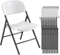 Nazhura 350 Weight Limit Heavy Duty Plastic Folding Chair with Reinfoced Steel Frame for Indoor and Outdoor, Wedding, Party, Restaurant, Meeting Room, Patio and Garden (White, 10 Pack)