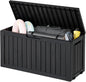 Outdoor Storage Box, Resin Deck Boxes Indoor and outdoor, Waterproof Storage Box Lockable Lid (Black, 80 Gallon)