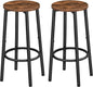 HOOBRO Bar Stools, Set of 2 Bar Chairs, Kitchen Round Height Stools with Footrest, Breakfast Bar Stools, Sturdy Steel Frame, for Dining Room, Kitchen, Party, Easy Assembly, Rustic Brown BF03BY01