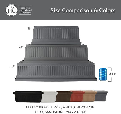 The HC Companies 30 Inch Venetian Window Planter Box with Drainage Plug, Lightweight UV-Resistant Plastic Indoor & Outdoor Planters, 2-Pack Flower Box for Garden & Home Decor, Warm Gray