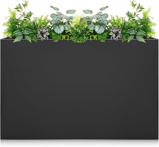 Galvanized Steel Planter Box - No Installation Required Metal Rectangular Block Long Box Planter Modern Outdoor Planters All-Weather Use with Drainage Holes for Patio/Porch, 36×24×12IN