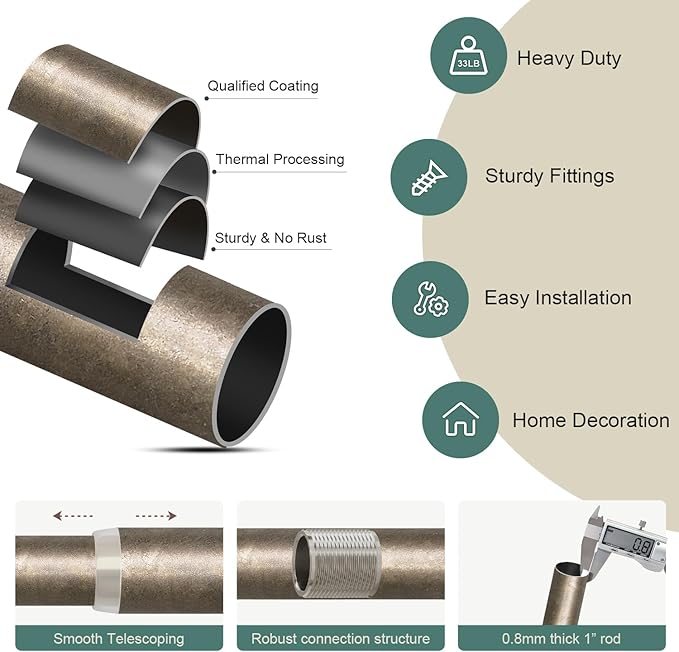 Retro Silver Curtain Rods for Windows 28 to 48 Inches Adjustable Length Heavy Duty 1" Diameter Window Curtain Rod with Decorative Finials for Outdoor Bedroom Kitchen Living Room Farmhouse