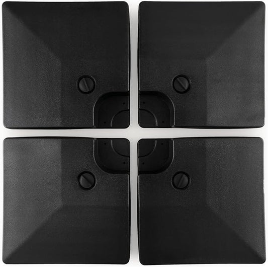Tangkula 4-Piece 20L Cantilever Offset Patio Umbrella Base, 284 Lbs Heavy-Duty Water & Sand Filled Umbrella Stand, Square Weighted Plate Set with Easy-Fill Spouts, Black