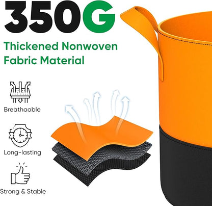 7-Gallon Grow Bags for Potato Planting: 6 Pack Heavy Duty 350G Thickened Tomato Planter Bags with Handles - Fabric Pots Felt Garden Bags for Growing Vegetable Fruit Flower Herb with 10 Plant Labels