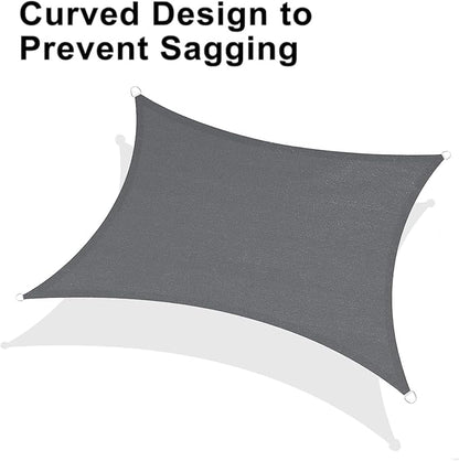 LOVE STORY Custom Size 8'x20' Dark Grey Sun Shade Sail Rectangle UV Block Canopy Patio Sail Sunshades Fabric for Outdoor Garden Carport (We Make Custom Size)