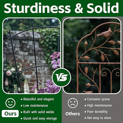 4 Pack 32'' Indoor Plant Trellis for Potted Plants Climbing Outdoor Metal Garden Trellis Houseplants Flowers Vine Ivy,Fan Shape, Black