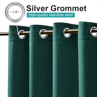 NICETOWN Exterior Waterproof Curtain for Patio Extra Wide, Thermal Insulated Grommet Sunlight Block Weighted Outdoor Divider for Porch/Yard/Sliding Glass Door, W120 x L95, 1 Panel, Hunter Green