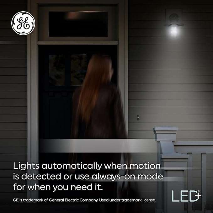 GE LED+ Motion LED Light Bulbs, PAR38 Outdoor Security Floodlights, 15W, Warm White (3 Pack)