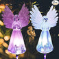 Angel Solar Lights for Cemetery, 2 Pack Solar Lights Outdoor Garden, Color Changing Decorative Angel Lights for Yard Patio Pathway Grave Decoration Memorial Gifts