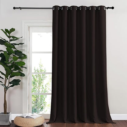 NICETOWN Blackout Room Divider Curtains for Sliding Glass Doors 102 Inches Long 1 Panel, Extra Wide Curtains for Doorway Patio Bedroom Living Room (Toffee Brown, 80Wx102L, 1 Panel)