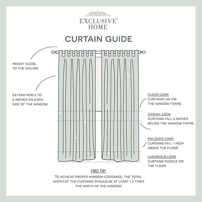 EXCLUSIVE HOME Cabana Solid Indoor/Outdoor Light Filtering Hook-and-Loop Tab Top Curtain Panel Pair, 54"x84", Winter White