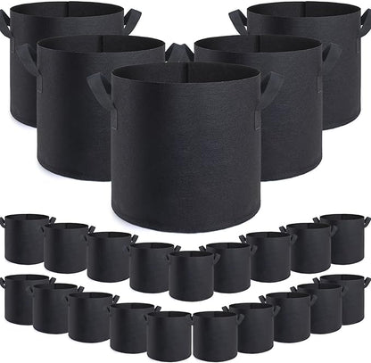 GROWTNT 7 Gallon Grow Bags 24 Pack,7 Gallon Fabric Pots,Garden Bags to Grow Vegetables,Planter Bag for Vegetables,Garden Pots with Two Handles.