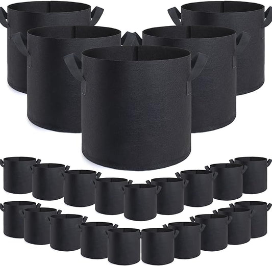 GROWTNT 1 Gallon Grow Bags 24 Pack,1 Gallon Fabric Pots,Garden Bags to Grow Vegetables,Planter Bag for Vegetables,Garden Pots with Two Handles.