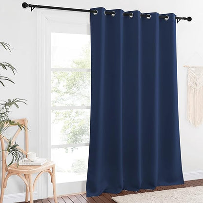 NICETOWN Blackout 110 inch Sliding Door Curtain, Grommet Thermal Insulated Room Darkening Window Treatment Divider for Bedroom/Living Room, Navy, W66 x L110, 1 Panel