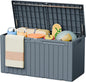 Greesum 110 Gallon Outdoor Storage Box with Lockable Lid, All-Weather Solution for Patio Furniture, Pool Supplies & Garden Tools, Waterproof, UV-Resistant Large Deck Box, Gray