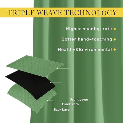 NICETOWN Patio Blackout Curtain Panels - Extra Wide Sliding Door Thermal Insulated Drape, Privacy Room Divider Curtain for Bedroom Office (Froest Green, 66 x 118 Inch Long)