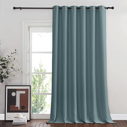 NICETOWN Greyish Blue Sliding Door Curtain for Bedroom, Blackout Patio Door Curtain Room Divider Privacy Thermal Grommet Window Treatment for Living Room, 1 Panel, W80 x L90