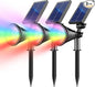 Solar Spot Lights Outdoor, Color Changing Spot Lights Outdoor 36 LEDs, Adjustable Solar Powered Multicoloured Spotlights Wall Lights for Garden Holiday Christmas Decorations-3 Pack (RGB)