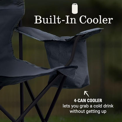 Coleman Portable Camping Chair with 4-Can Cooler, Cushioned Seat & Back with Side Pockets & Cup Holder, Carry Bag Included, Great for Camping, Tailgating, Firepits, Patio, & More