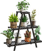 GHWIE Plant Stand Indoor Plant Shelf Outdoor bamboo Plant Rack, 3 Tiers Ladder Plant Holder Flower Stand for Living Room Balcony Garden Patio,Living Room Boho Home Decor for Gardening Gifts (Black)