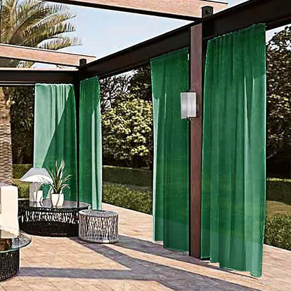 SpaceDresser Waterproof Outdoor Sheer Curtains for Patio - 2 Panels Rod Pocket Indoor Voile Sheer Curtain for Living Room,52W x 84L inch, Foliage Green