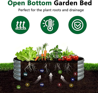 zizin 2 Pack Galvanized Raised Garden Bed Metal Round Raised Garden Beds Outdoor Planter Box for Vegetables (4FT, Silver)
