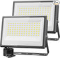 Olafus 2 Pack 150W LED Flood Light Outdoor, 15000LM Super Bright Work Lights Plug in, 6500K, IP66 Waterproof Exterior Floodlight for Stadium Yard Barn