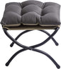 15" Foldable Foot Stool Ottoman with Metal Frame - Washable Dark Grey Upholstered Indoor/Outdoor Footrest for Living Room, Bedroom, Patio - Space-Saving Compact Design