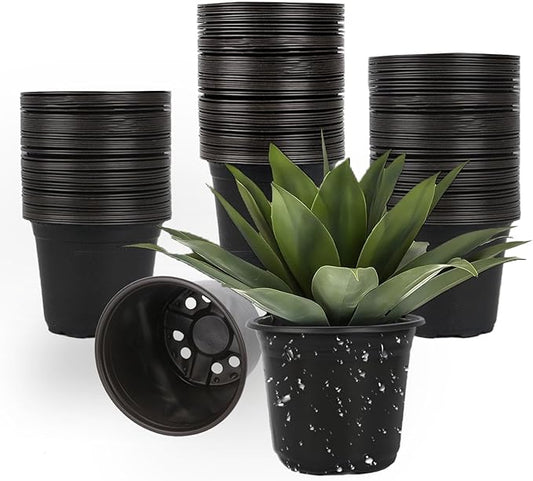 100 Packs 5 Inch Nursery Pots, 4 5 6 Inches Plastic Nursery Pots for Plants with Drainage Holes, Seed Starting Garden Pots of Flower Plant Container for Succulents, Transplanting (100, 5 Inch)