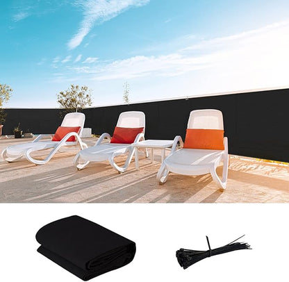 LOVE STORY Custom Size 2'6''x11' Black Balcony Privacy Screen,UV Block Privacy Fence Screen,90% Shield for Outdoor Pool Garden Apartment Railing