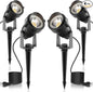 L LOHAS LED Landscape Lighting Outdoor, Spotlights for Yard Pathway Garden IP66 Waterproof, Dusk to Dawn Light Sensor, 120V 5W 450LM Yard Flood Light with 3-Plug, 3000K Warm White, UL Listed, 4Pack