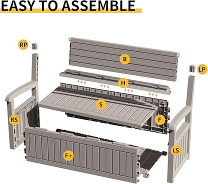 80 Gallon Outdoor Storage Bench Deck Box Waterproof Lockable,Outdoor Storage Furniture for Patio,Garden and Porch,Tools and Cushions（Grey Stripe）