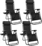 NEWBULIG Zero Gravity Chair Set of 4, Lounge Chair Folding Portable Adjustable Camping Reclining Chairs with Adjustable Pollow, Mesh Back, Cup Holder Trays Lawn Patio Chair for Pool Beach - Black